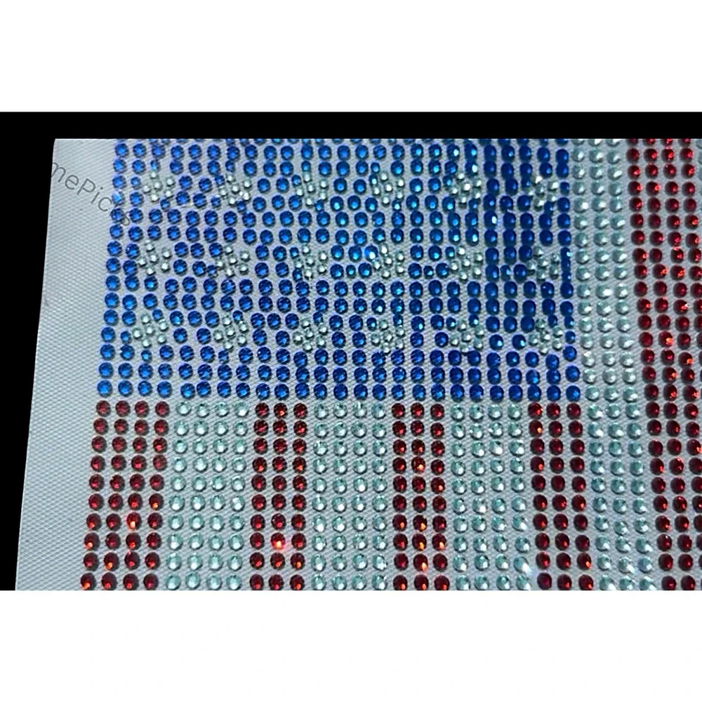 USA Flag Rhinestone Iron-On Patch 250th Birthday Bling Applique 11x7 DIY